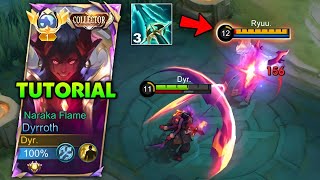 TUTORIAL NEW DYRROTH 1 HIT BUILD 2024   Mobile Legends [upl. by Enicar982]