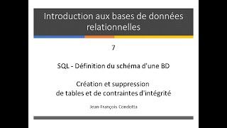 Cours 7 Introduction aux bases de données relationnelles et SQL Vidéo Cours 7 [upl. by Yrrag]