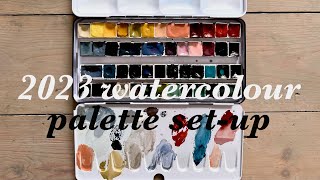 MY NEW 2023 WATERCOLOUR PALETTE ✷ Swatches thoughts  favourite colours [upl. by Romulus666]