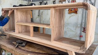 Curved Woodworking Techniques and Ideas \\ TV Cabinet Design With Unique Shutter Doors [upl. by Torrance]