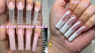 GLAZED FRENCH POLYGEL NAILS✨ BEGINNER FRIENDLY POLYGEL APPLICATION amp EASY NAIL ART  Nail Tutorial [upl. by Anelaf]