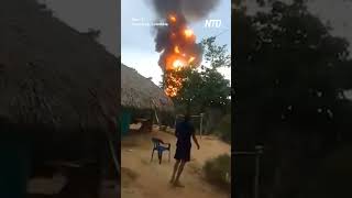 Colombia Mud Volcano Explodes in Fireball [upl. by Bisset]