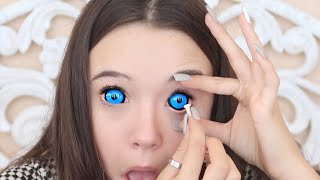 Putting In 4 HUGE Sclera Color Contacts For The First Time Tips for you too  Fiona Frills [upl. by Robinett506]