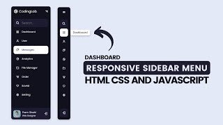 Responsive Side Navigation Bar in HTML CSS And JavaScript  Dashboard Sidebar Menu [upl. by Augusto]