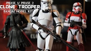 Bandai Star Wars Clone Trooper Phase 1 and Phase 2 112 Scale Model Kit Review [upl. by Hgierb]