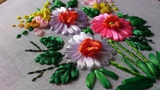 Hand embroidery designs Hand embroidery stitches tutorial Ribbon embroidery [upl. by Lasala]