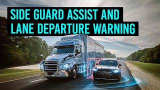 Freightliner Cascadia  Safety Feature Side Guard Assist and Lane Departure Warning [upl. by Dweck707]