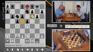 2018 Champions Showdown Kasparov vs Topalov Blitz 13  Day 4 [upl. by Jarrad]