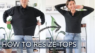 How to ALTER tops to fit you Resize oversized tshirts to fitted DIY sewing alteration thrift flip [upl. by Asilenna]