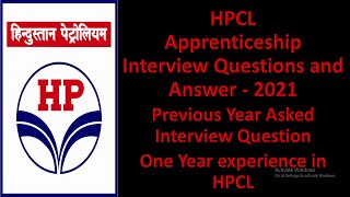 HPCL Apprenticeship Recruitment 2020  HPCL Interview Question and Answer  Latest Update [upl. by Meibers]