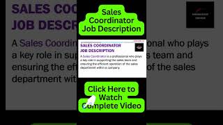 Sales Coordinator Job Description  Sales Coordinator Responsibilities and Duties [upl. by Irol]