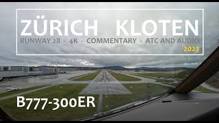 Zürich Kloten Runway 28 Pilot view Landing in the 777300ER 4KLIDO Imagery by Lufthansa Systems [upl. by Cece]