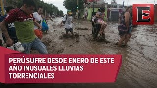 Inundaciones causas por fuertes lluvias en Perú dejan 62 muertos [upl. by Atsirhc]