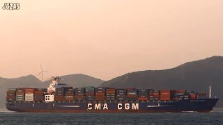 CMA CGM PUGET Container ship コンテナ船 香港沖 2014JAN [upl. by Eltsirk]