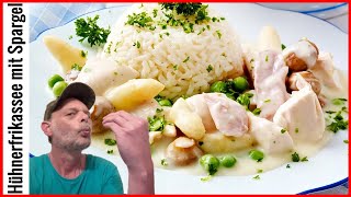 Hühnerfrikassee mit Spargel und Erbsen🔸️Klassisches Hühnerfrikassee Rezept [upl. by Hester430]