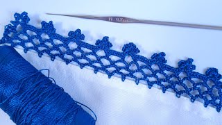 Crochet Dupatta Lace edges 💙 Haw To Crochet for beginners 💙 Dupatta Qureshia Design Tutorial [upl. by Ahsienal716]