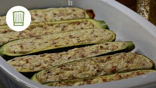 Gefüllte Zucchini  vegetarisch  Chefkochde [upl. by Yrrem]