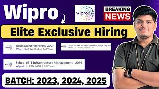 🔥Wipro Elite Exclusive 2024 2023 Hiring Announced  Wipro SIM Wilp Hiring 2023 2024 2025 BATCH [upl. by Aikmat]