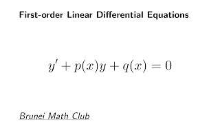 Firstorder Linear Differential Equations [upl. by Airun]