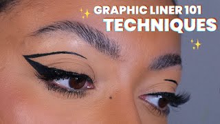 GRAPHIC LINER TECHNIQUES SUPER EASY  TIPS FOR HOODED EYELIDS EYELINER TRANSFERRING AND MORE [upl. by Enetsuj577]