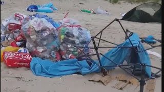 Trash Litters Beach Following Floatopia [upl. by Lemraj]