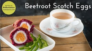 Beetroot Scotch Eggs Recipe  Vegetarian Scotch Eggs with twist [upl. by Zara]