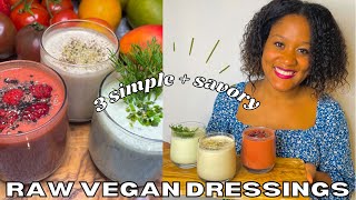 3 EASY RAW VEGAN DRESSINGS ☆ RANCH CAESAR  VINAIGRETTE OIL FREE [upl. by Nniuqal]