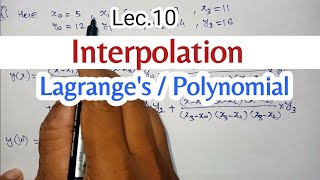 interpolation  Lagrange interpolation  Lagranges polynomial [upl. by Nanam]