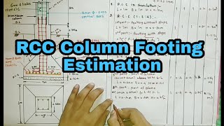 RCC Column Footing Estimation  Column Footing Volume Calculation  Column Footing 2024 [upl. by Bevis]