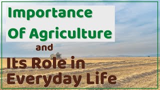 Why is Agriculture Important  Importance Of Agriculture and its Role in Everyday Life [upl. by Mollie461]