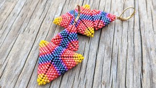 AMPED 3D Peyote Stitch Triangle Beaded earrings [upl. by Vallie665]