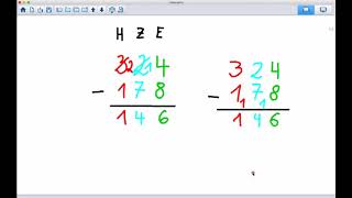 Schriftliche Subtraktion mit Übertrag  Zehnerübergang [upl. by Virginia]