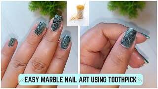 💅🏻❤️Easy Toothpick Marble Nail Art Design Idea  Nail Art For Beginners At Home [upl. by Aryc414]