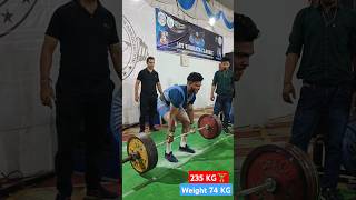 Deadlift 235 KG 🏋️‍♂️ No1 Conventional Lift Weight 74 KGshorts powerlifting bodybuilding workout [upl. by Leind]