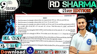 Exercise 171 Q1 to Q9  RD Sharma Class 9  Chapter 17 Herons Formula  CBSE  MD Sir 9 [upl. by Happ636]