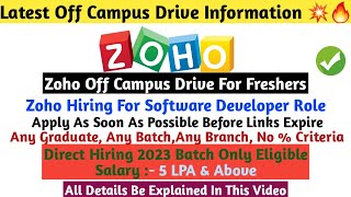 Zoho Off Campus Drive  Hiring 2023 Batch  Registration Process  Salary 5 to 7 LPA amp Above zoho [upl. by Yard]