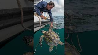 Heartwarming Rescue Man Saves Turtle Trapped in Ropes 🐢 shorts [upl. by Columba]