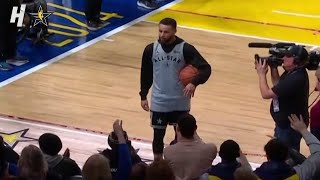 Steph Curry Inviting Fans to Take Shots at 2024 NBA AllStar Practice 🤝👀 [upl. by Immac853]