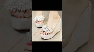 Beautiful white heels sandals for girlsnewdesign fashionwedding shortvideos whitehells [upl. by Punak]