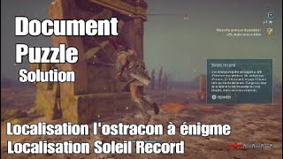 Assassins Creed Odyssey  Document  Soleil Record  Localisation amp Solution [upl. by Retswerb]