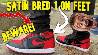 Please BEWARE Jordan 1 Satin Bred REVIEW  ON FEET 2023 [upl. by Mable]