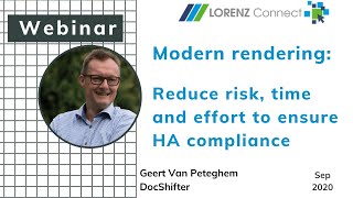 Reduce Risk Time and Effort to Ensure HA Compliance with modern rendering  Lorenz Connect 2020 [upl. by Trahurn]