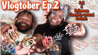 Vlogtober Episode 2  DIY Fall  Halloween Chocolate Covered Pretzels [upl. by Eilitan]