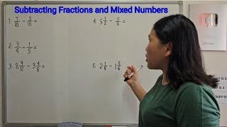 SUBTRACTING FRACTIONS AND MIXED NUMBERS [upl. by Lecroy608]