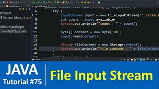 Java Tutorial 75  Java File Input Stream Class Examples File Handling [upl. by Brelje]