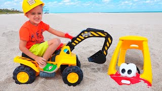 Vlad and Niki had a Fun Day on the Beach Plying with Mom and Sand [upl. by Annawit]