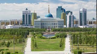 Panorama of the Astana city timelapse and the presidents residence Akorda with park [upl. by Enilada]