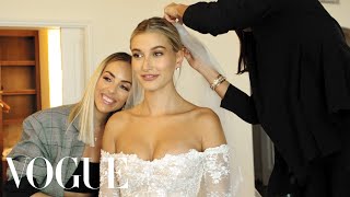 Inside Hailey Bieber’s Wedding Dress Fitting  Vogue [upl. by Valle]