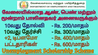 Apply unemployed scholarship scheme in tamilnadu  download unemployment scholarship form [upl. by Ahseuqal]