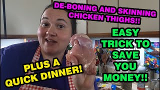 DeBoning Chicken Thighs Do it Yourself to save that MONEY [upl. by Zoellick255]